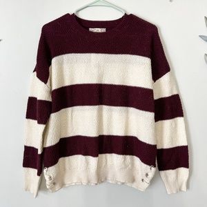 **3/$25** Pink Republic - Striped Sweater NWT, Burgundy/Cream - XL